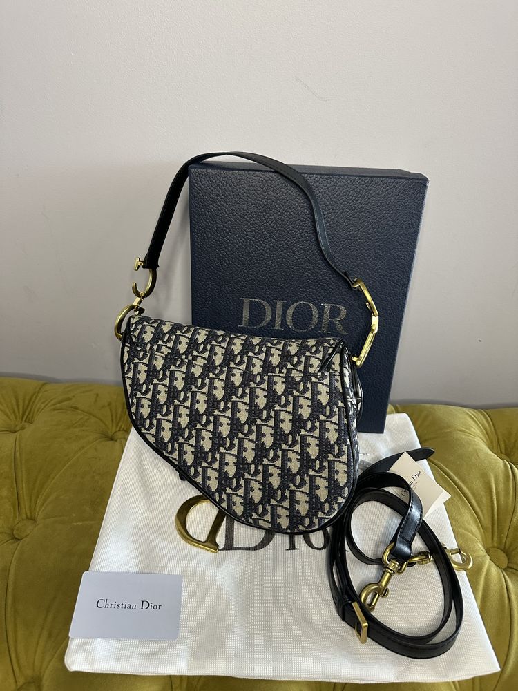 Torebka dior saddle bag z paskiem materialowa monogram