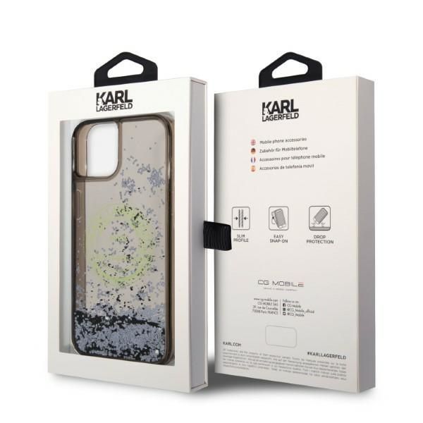 Etui Karl Lagerfeld Liquid Glitter RSG do iPhone 14/15/13, Czarny