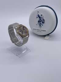 Oryginalny damski zegarek U.S. Polo Assn. Srebrny elegancki cyrkonie