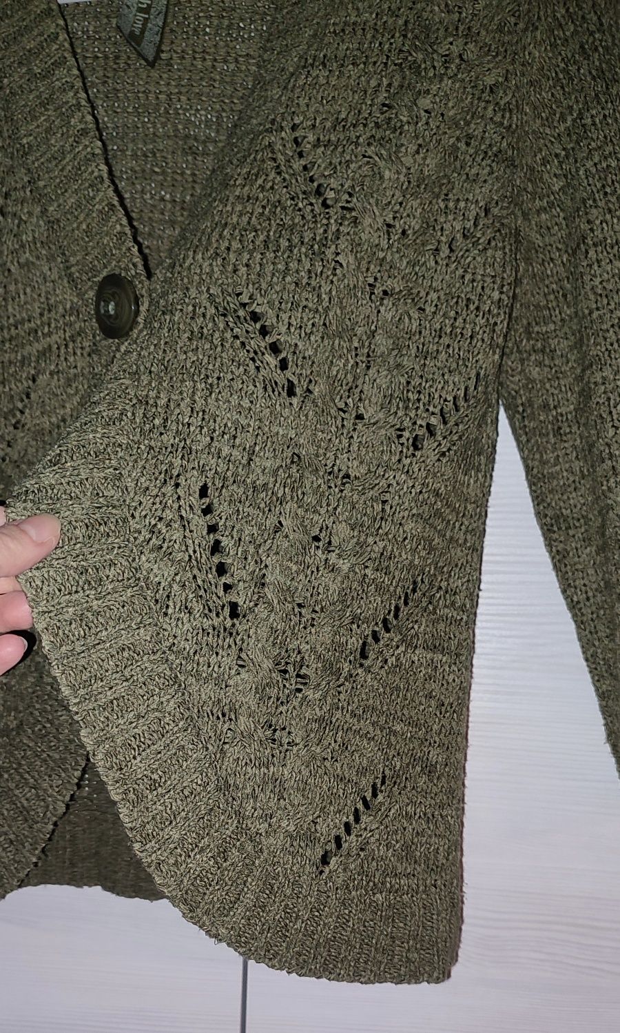 Sweter r. 14-16 / L kardigan narzutka khaki Akryl