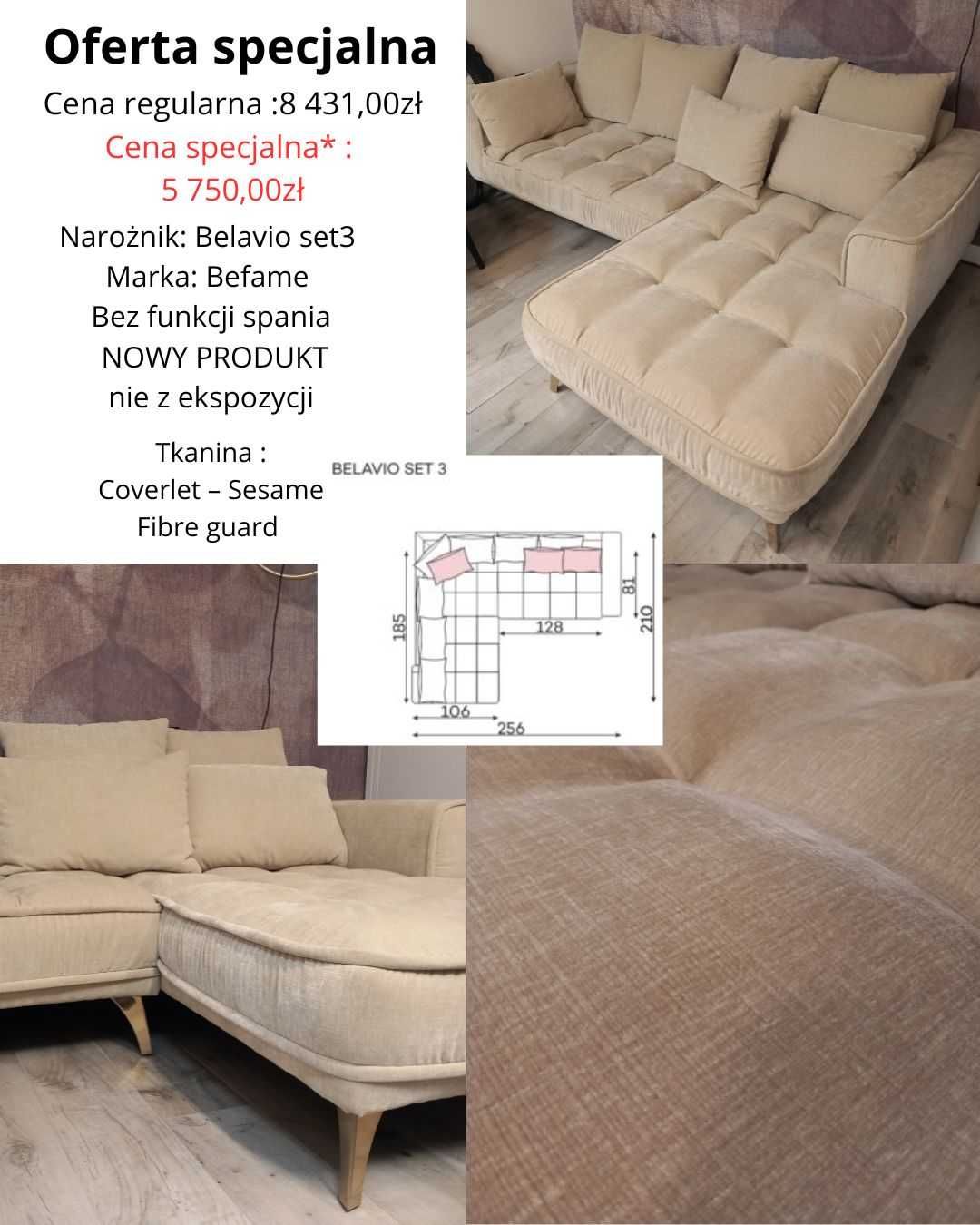 Narożnik Belavio set 3 nowy bez funkcji spania