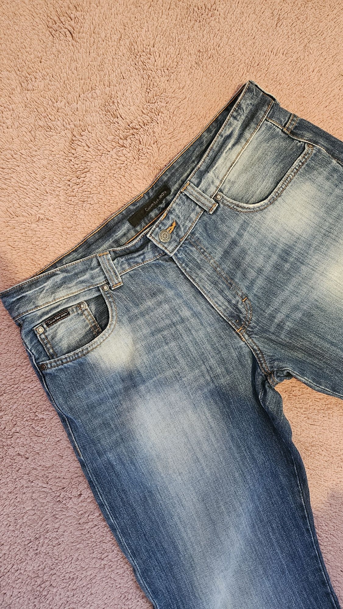 Spodnie Calvin Klein jeansowe prosta nogawka męskie L