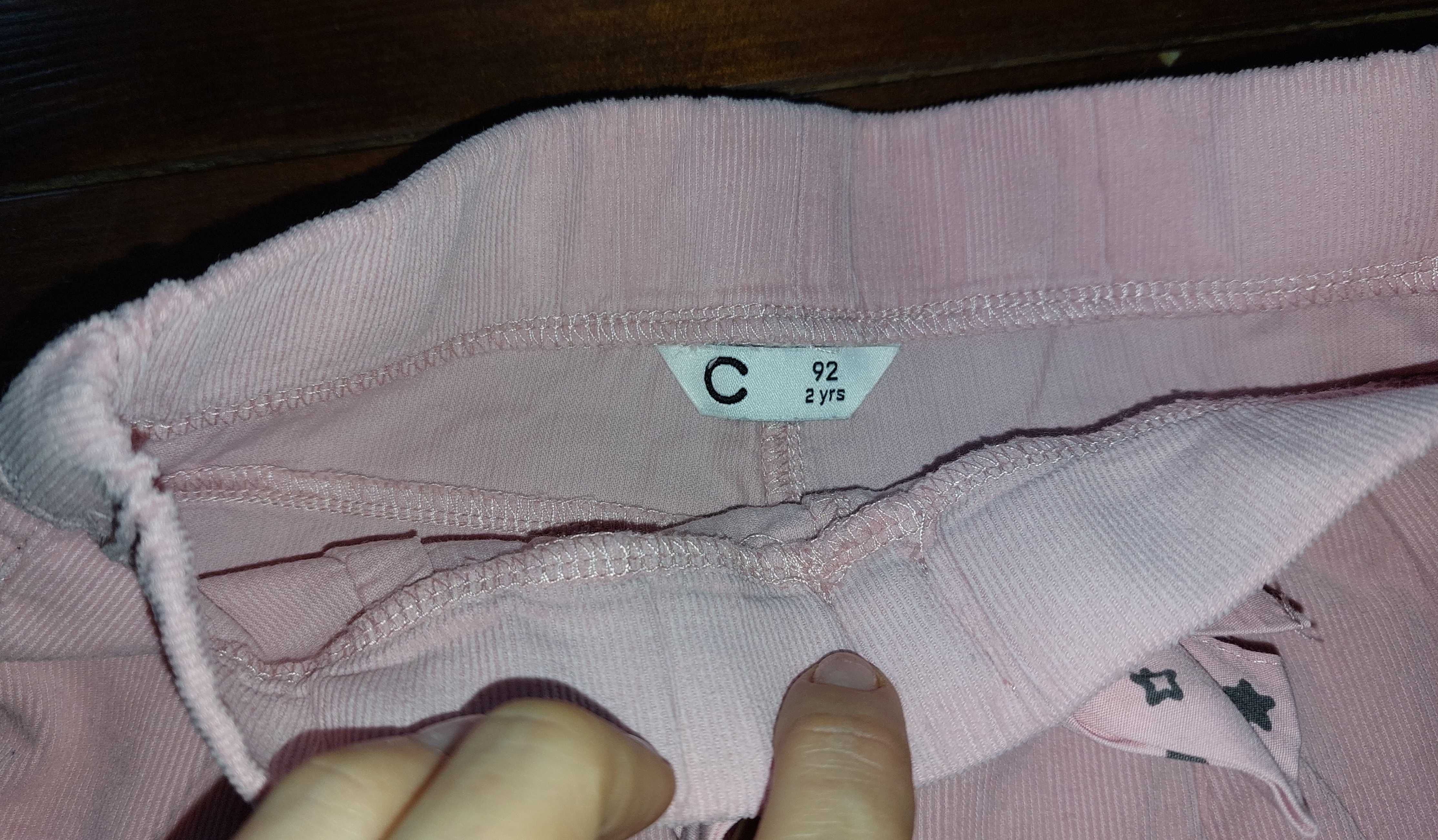 Cubus, Bawełniane spodnie dla dziewczynki ala sztruks, rozmiar 92