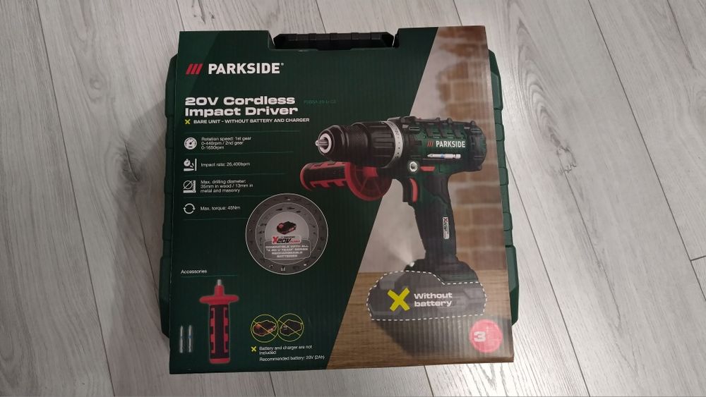 Parkside Akumulatorowa wiertarko-wkrętarka udarowa 20V PSBSA 20-Li C3