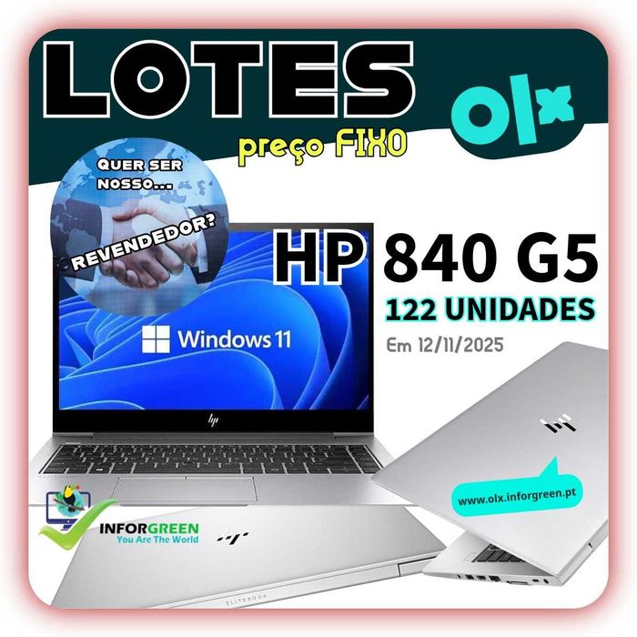 Lotes Portátil HP 840 G5 i5-8350u 8GB e disco M2/NVME 256GB Windows11