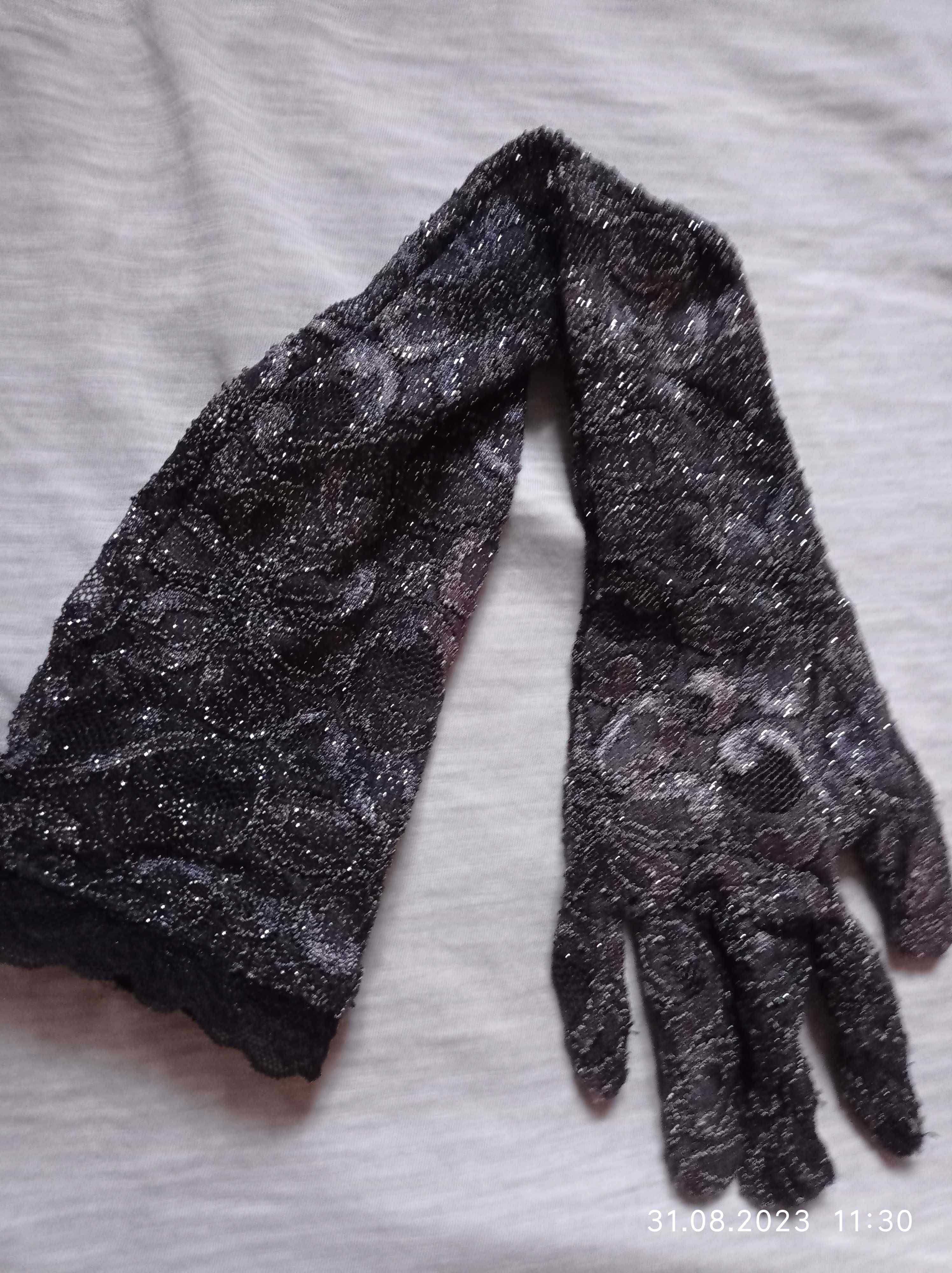 Перчатки рукавички гіпюрові довгі