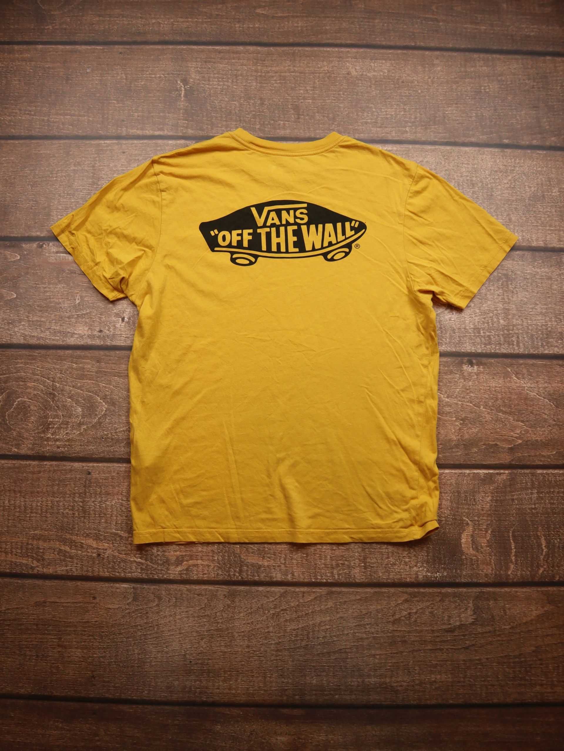 Vans Off the wall tshirt żółta koszulka z krótkim rękawem z czarnym