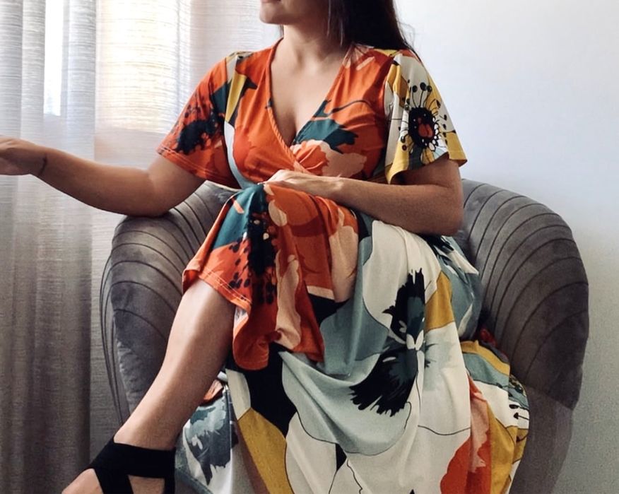 Vestido longo e fluido