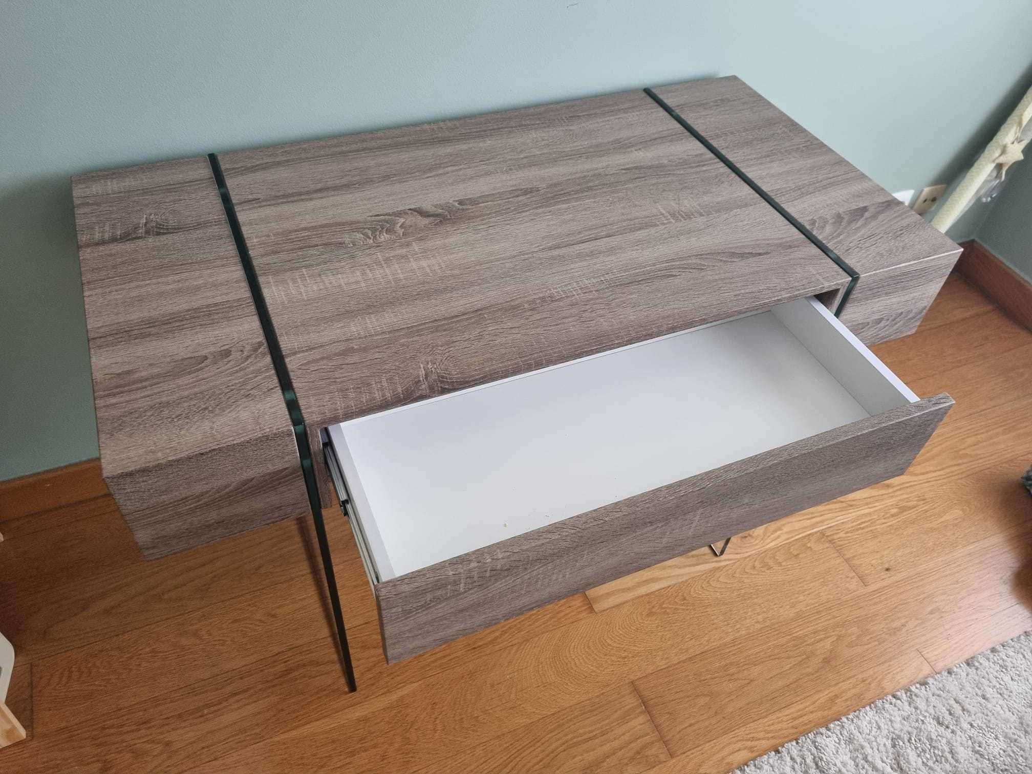 Secretária Moderna com pés em Vidro – 120x60 cm, Excelente Estado