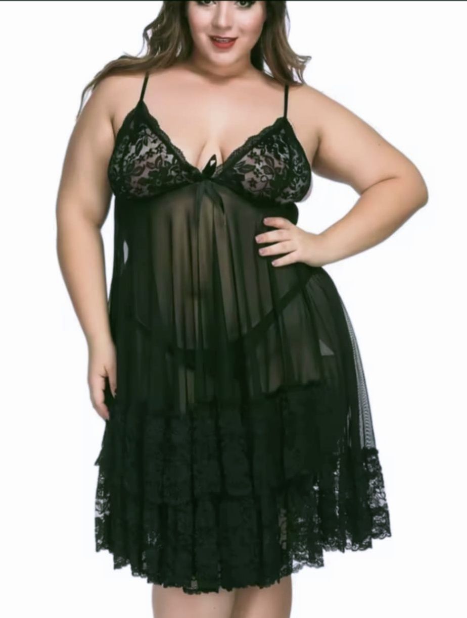 Big size 6XL seksowna koszula nocna  +stringi  erotyczna sukienka