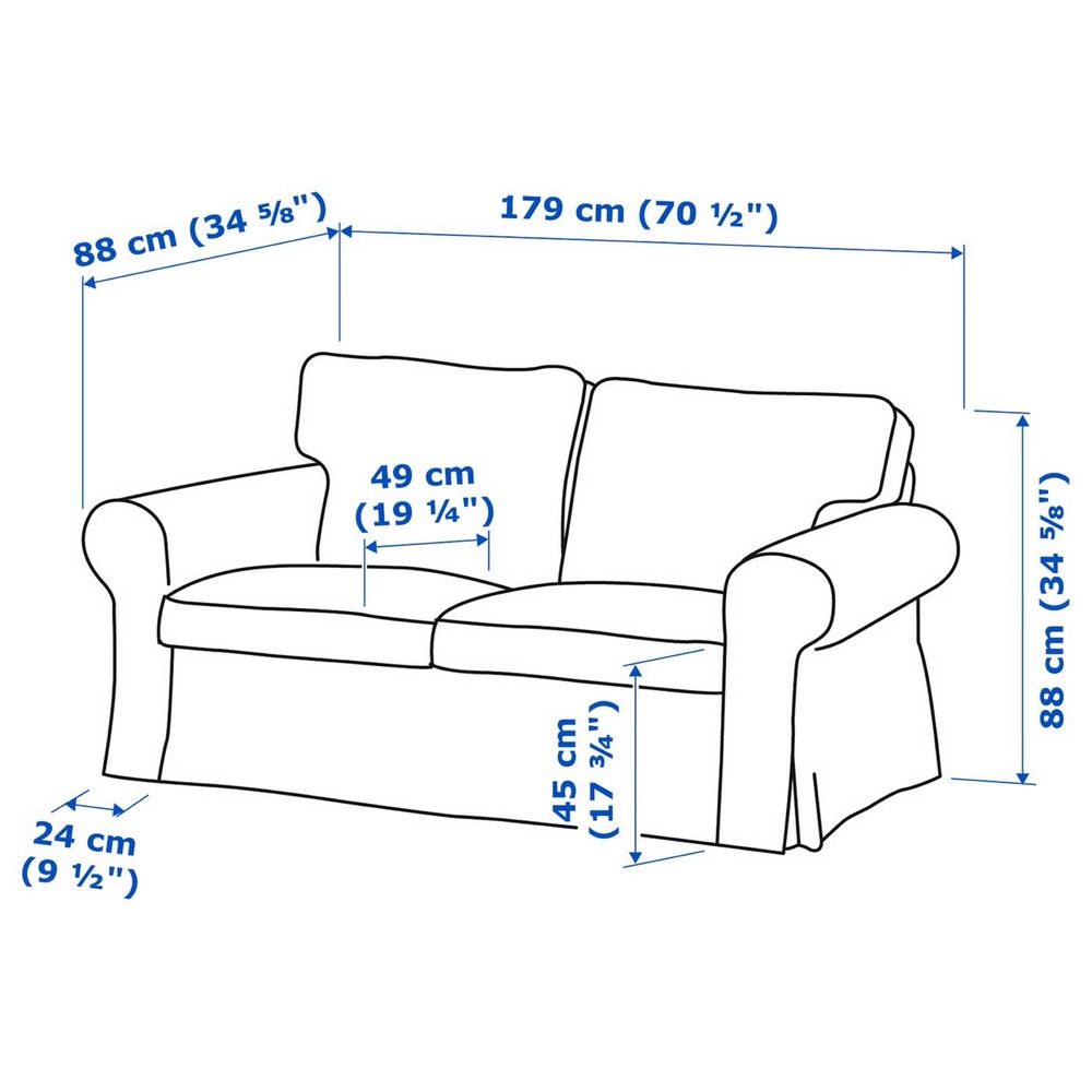 EKTORP Sofa 2-osobowa, Hakebo ciemnoszary IKEA