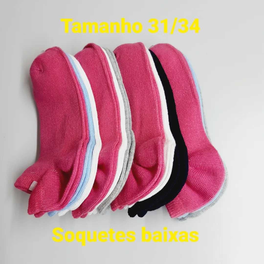 12 pares soquetes tamanho 31/34 em algodão do bom.