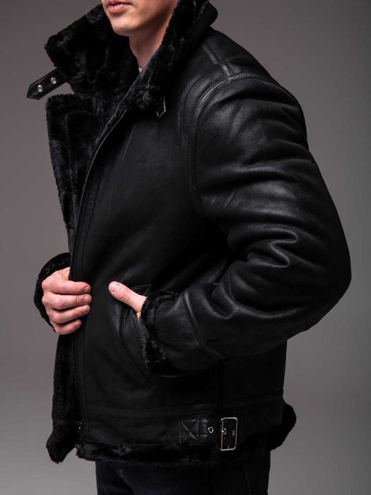 Дубленка мужская зимняя кожаная авиатор куртка на меху до -10°С Ra