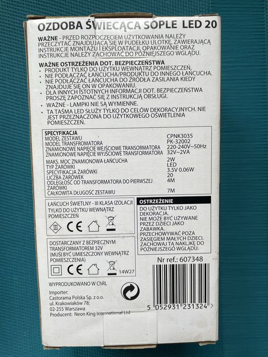 Lampki led sople ozdoby świecące