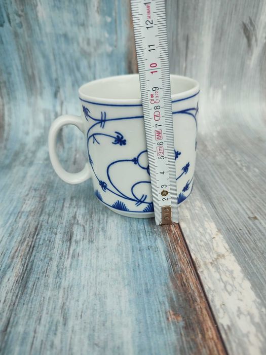 Porcelanowy kubek wzór słomkowy - Indisch Blau - Kronester
