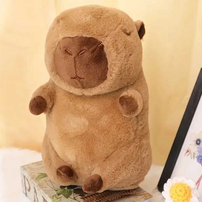 Мягкая игрушка Капибара с рюкзаком 30см, Плюшевая капибара с черепахой