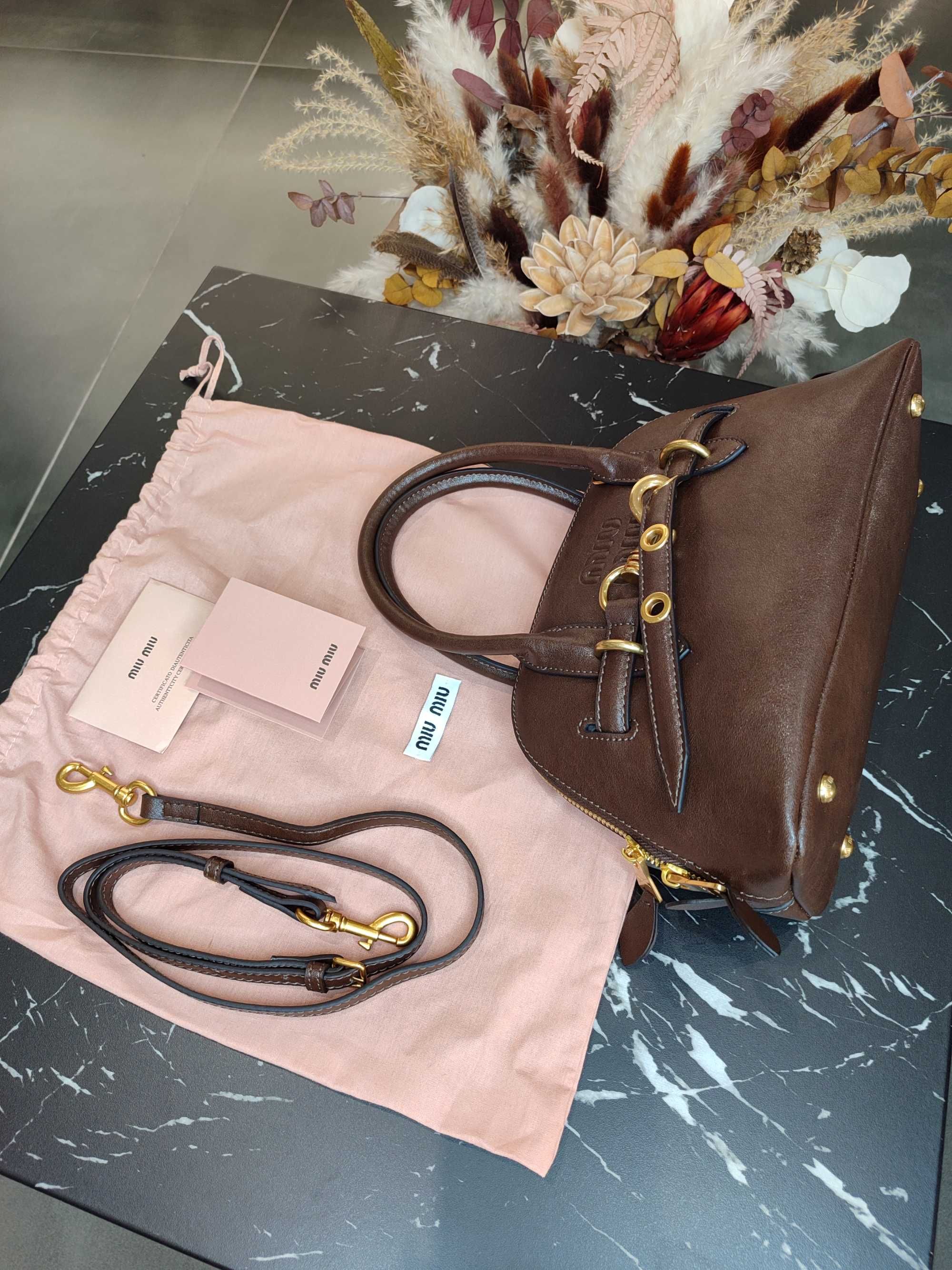 Сумка Miu Miu Aventure Small Nappa Leather Top-Handle Bag Briarwood