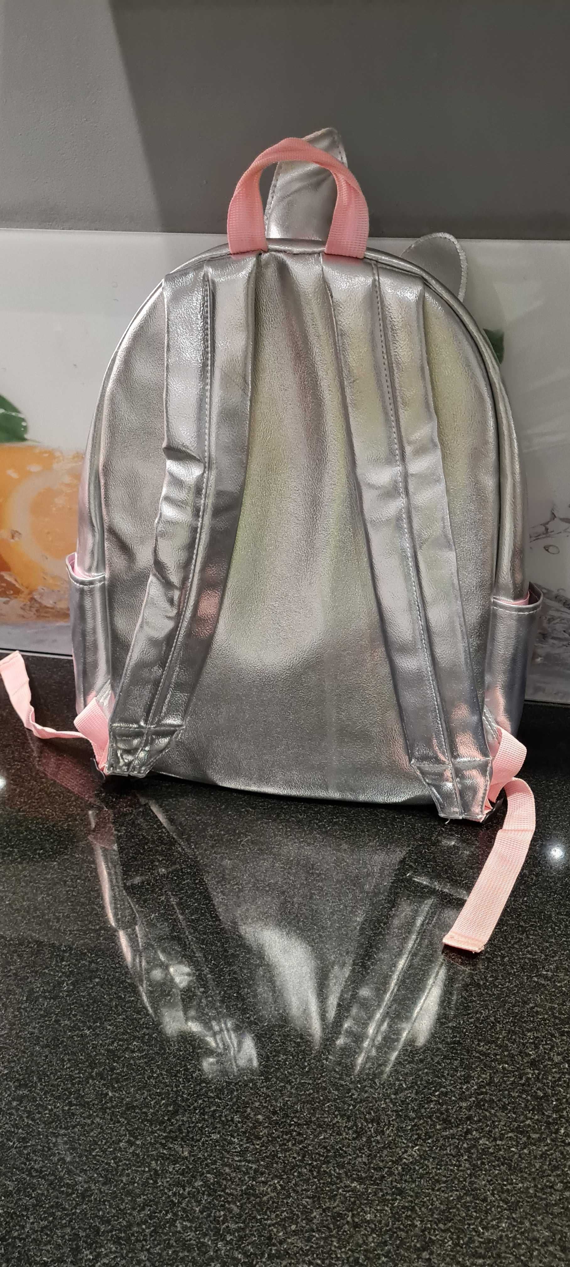 Plecak - jednorożec , srebrno- różowy