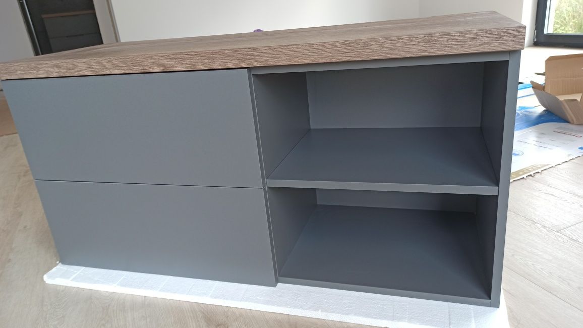 Nowa Szafka pod umywalkę wisząca 120x45 antracyt i blat Halifax tabak