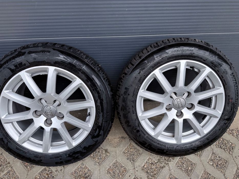 Koła zimowe 5x112 R16 Audi 7,5J ET45 66,6 stan DB 205/60 Nexen 2023 r.