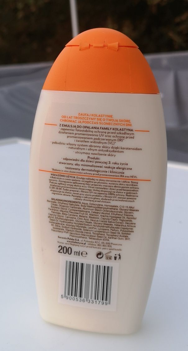 Kolastyna emulsja do opalania family 30spf 200ml wodoodporna