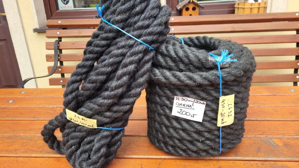 Lina jutowa 24mm 10 M czarna  Nowość ! sznurek jutowy czarny gruby 24H