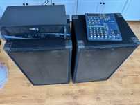 Glosniki estradowe duże +  wzmacniacz, consola Yamaha MG82 cx