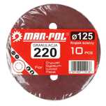 10szt PAPIER ŚCIERNY RZEP KRĄŻEK Krążki Ścierne Na Dysk 125mm P220