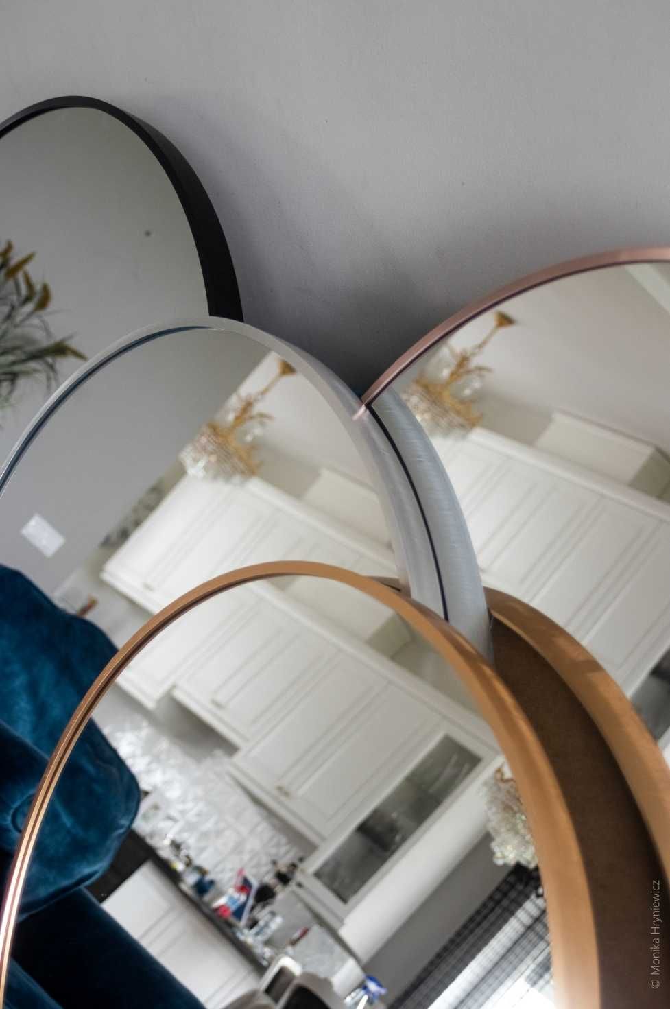 Lustro loft w okrągłej aluminiowej ramię