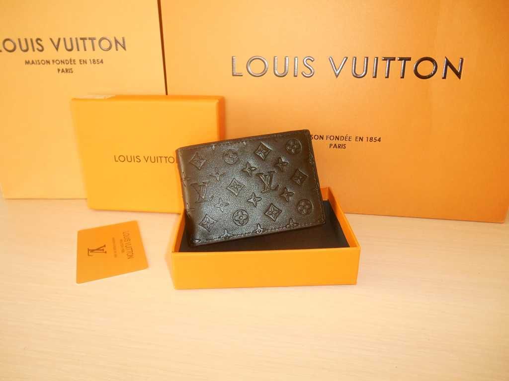 Louis Vuitton portmonetka Czarny portfel męski skóra 555