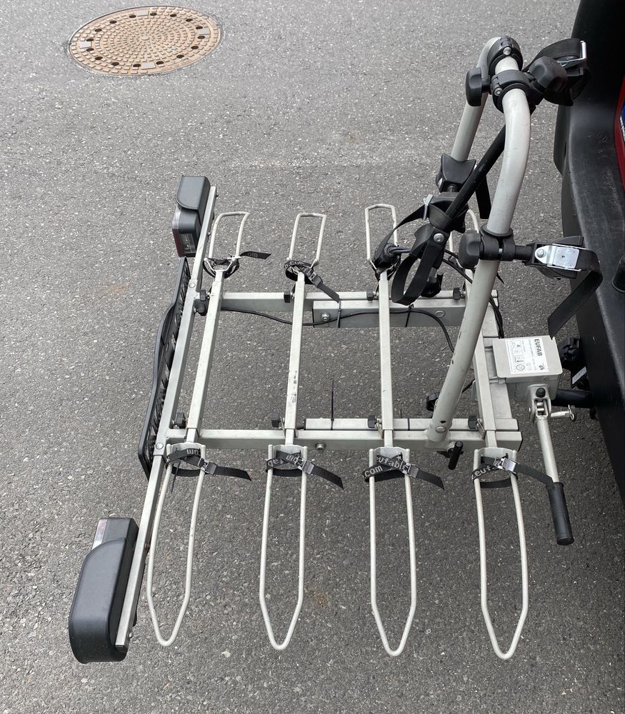 Eufab bagażnik rowerowy na hak dla 4 rowerów elektryków