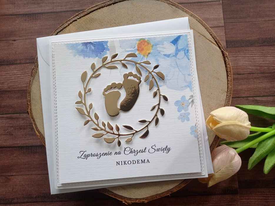 Zaproszenie na chrzest Święty że zdjęciem personalizacja