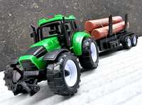 Super zabawka Traktor z przyczepą i drewnem nowy