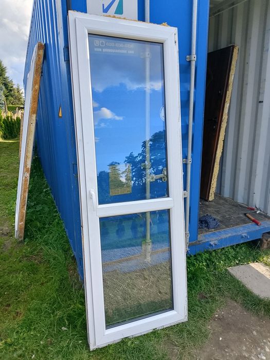 Okno 81x229 balkonowe plastikowe rozwierno uchylne dąb bagienny