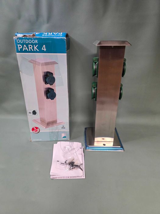 Słupek ogrodowy rozdzielacz 4x gniazdo 230V stal IP44 Eglo Park 4