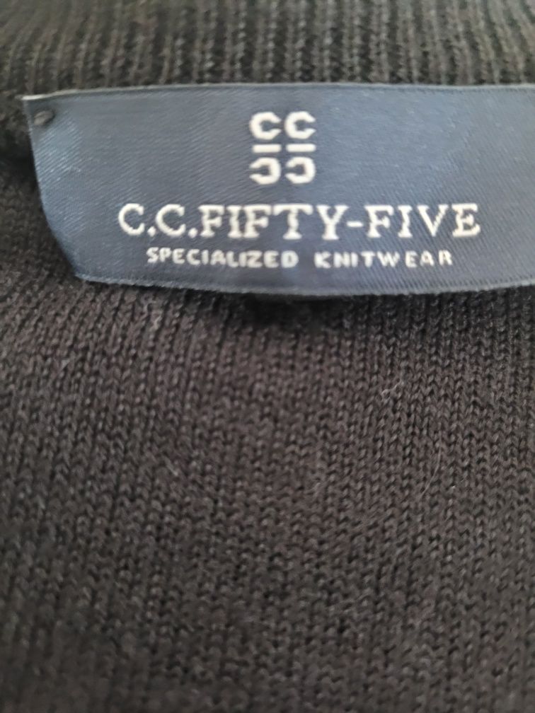 Czarny wełniany sweter crewneck woolmark vintage