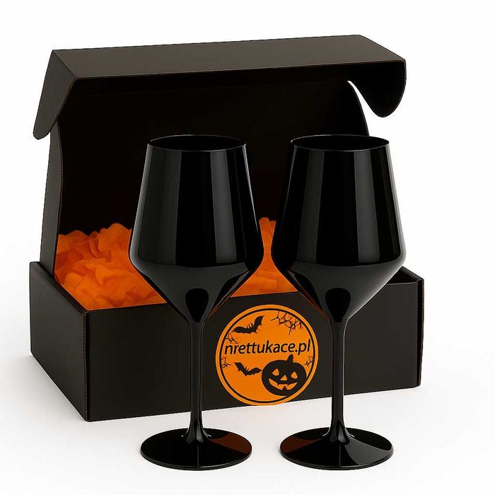 Kieliszki Halloween – prezent, nietłukące czarne 470 ml na imprezę