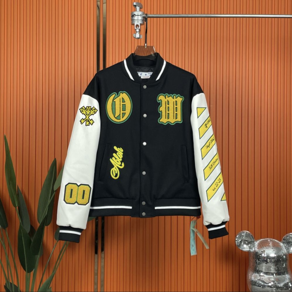 Off White Jacketa College Couro