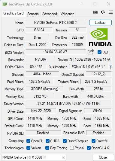 Nvidia RTX 3060Ti Founders Edition 8GB