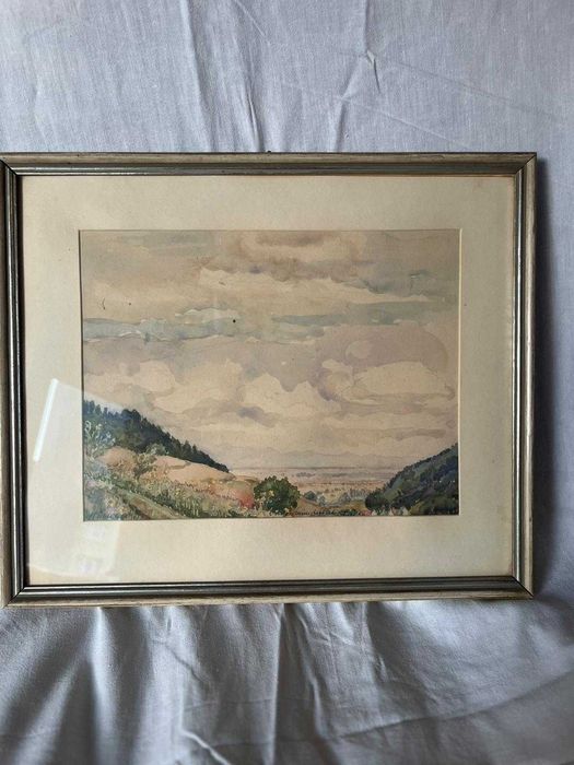 Obraz - akwarela z passe-partout, Herbert Schwall 1956r.