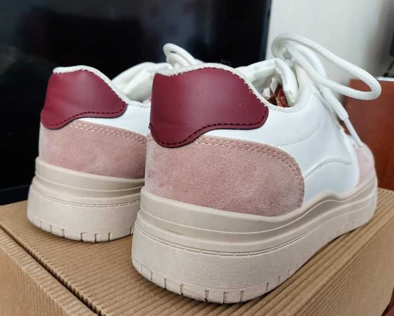 Sneakersy Sinsay różowe beżowe białe 38