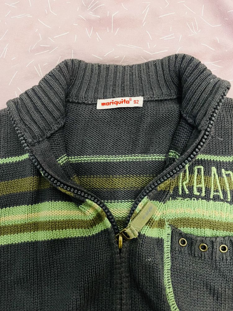 Elegancki granatowy sweter sweterek chłopięcy 92