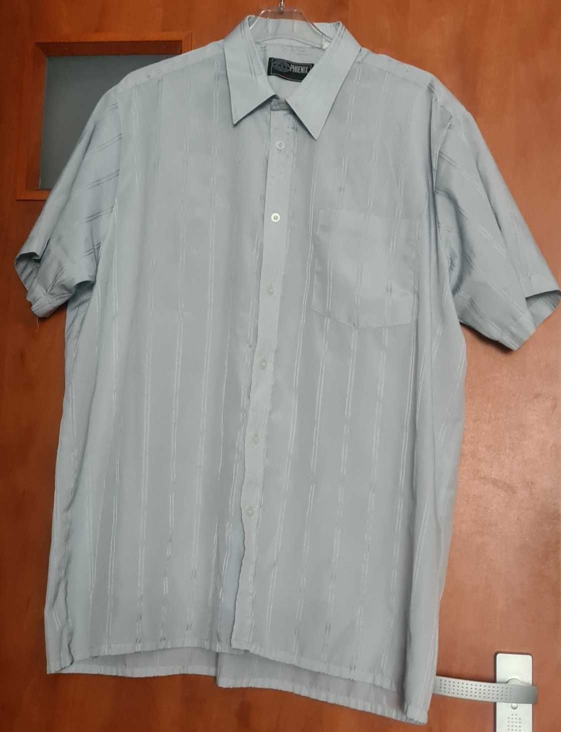 Jasnoszara koszula męska z krótkim rękawem roz 2XL/3XL