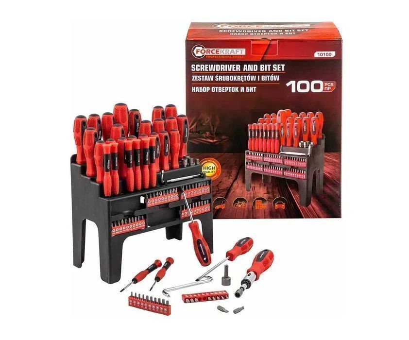 Набір викруток та біт 100 пр. FORCEKRAFT FK-10100
