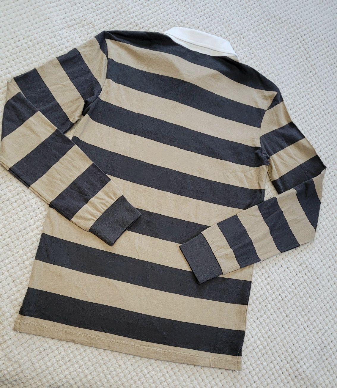 Nowa bluzka męska na długi rękaw longsleeve w paski z kołnierzykiem