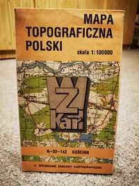 Mapa topograficzna Polski KOŚCIAN 1:100000 WZKart