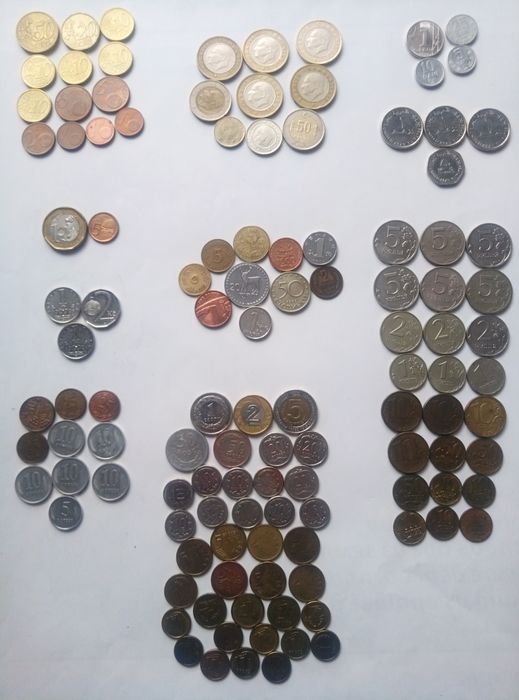 Монети по номіналу та курсу.