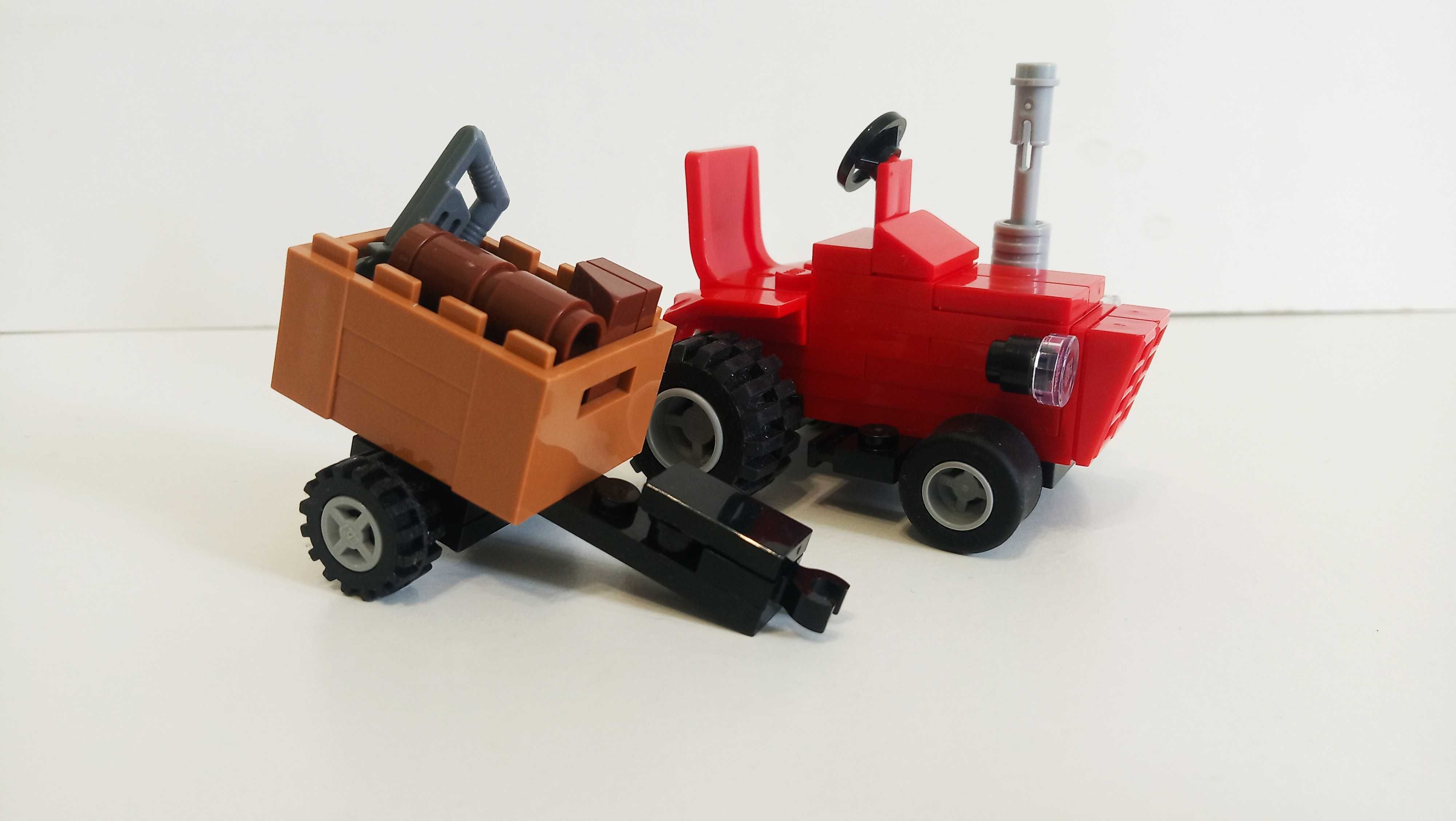 Lego Moc traktorek ursus c360 z przyczepką z drzewem