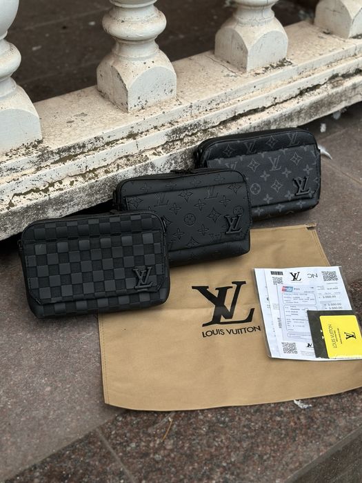 Барсетка Луи Витон через плечо мужская сумка Louis Vuitton кожаная топ