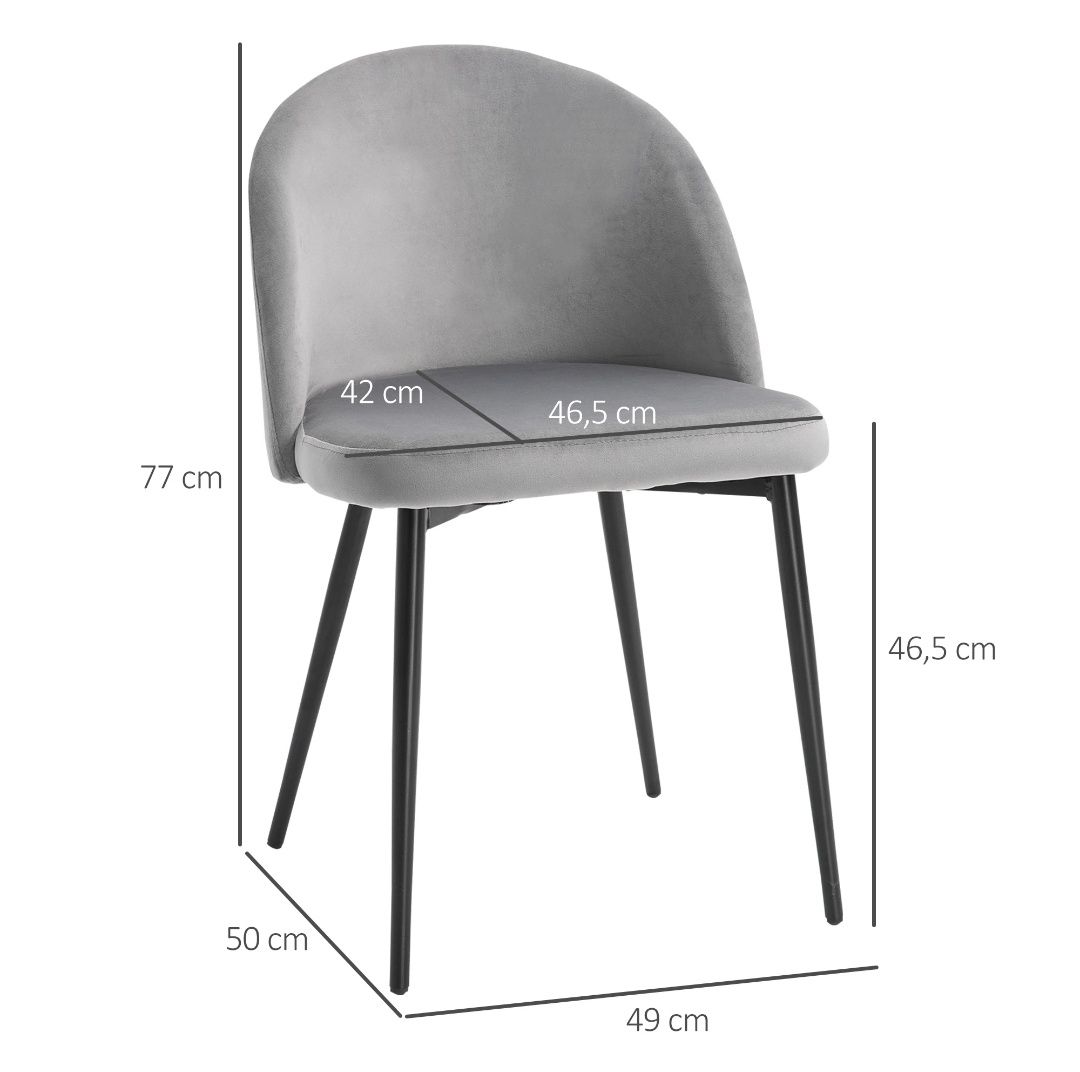 Zestaw 2 krzeseł do jadalni krzesło tapicerowane aksamit szare